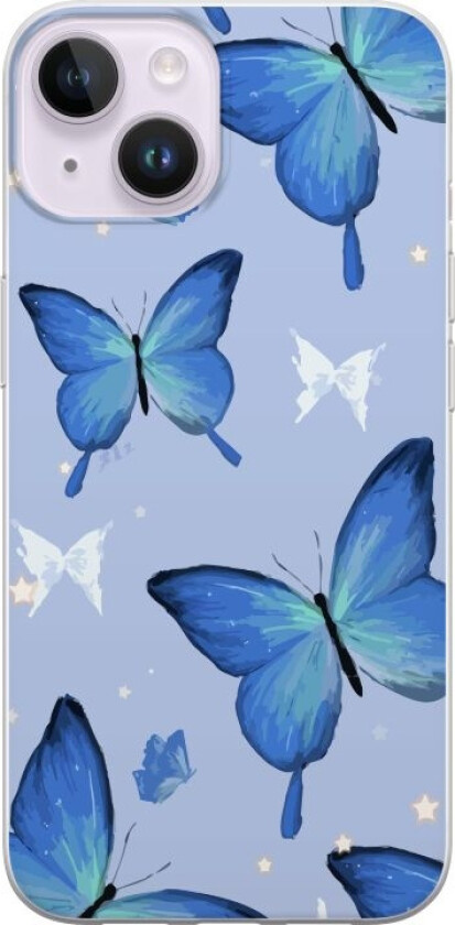 Mobildeksel til Apple iPhone 14 Plus med Blå sommerfugler motiv