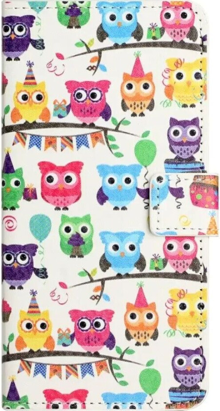 Samsung Galaxy S24 Flip Deksel i Kunstskinn med Lommebok og Stativfunksjon - Ugler