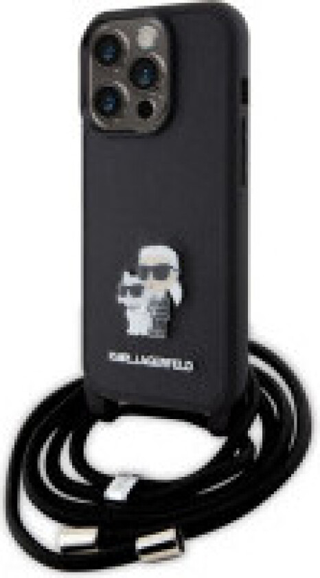 Karl Lagerfeld Crossbody Saffiano Metal Pin Karl & Choupette - Deksel til iPhone 15 Pro
