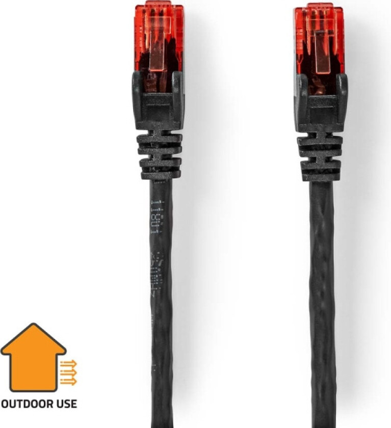 CAT6 Nettverkskabel | RJ45 Han | RJ45 Han | U/UTP | 20.0 m | Utendørs | Rund | PE | Sort | Label