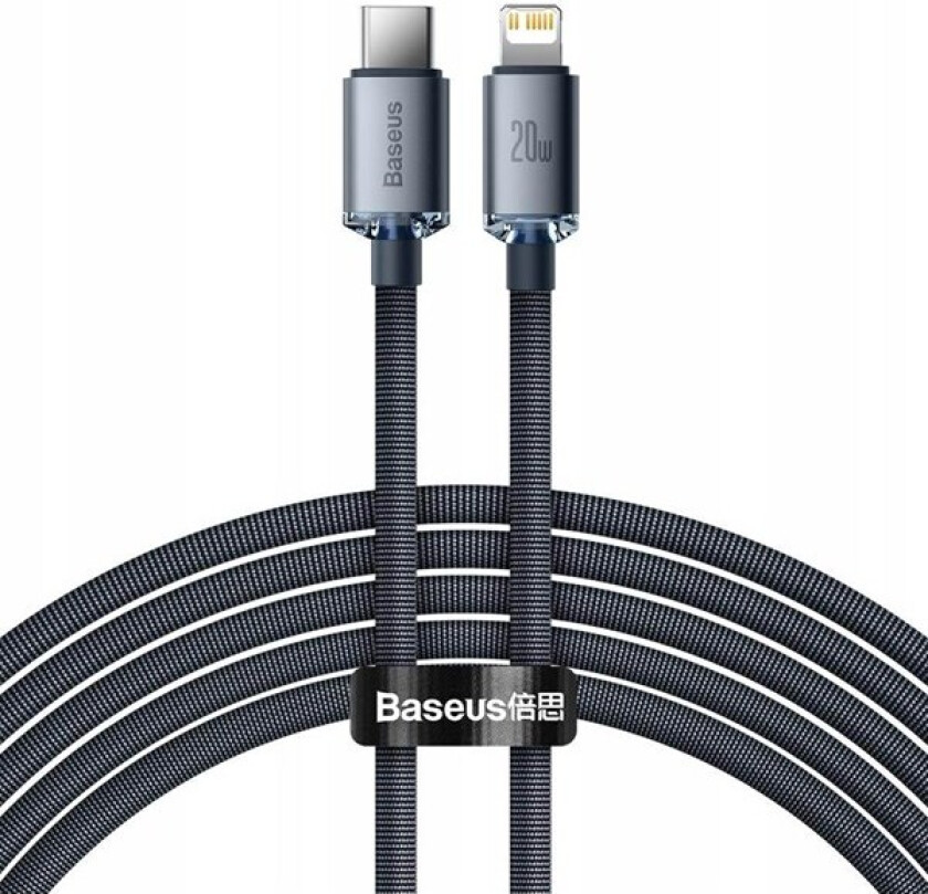 Baseus Crystal Shine USB-C til Lightning-kabel 20W 2m - Sort