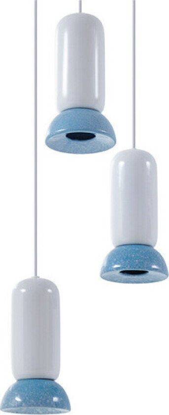 pendellampe Kerimi, krem/blå, 3-lys, rund