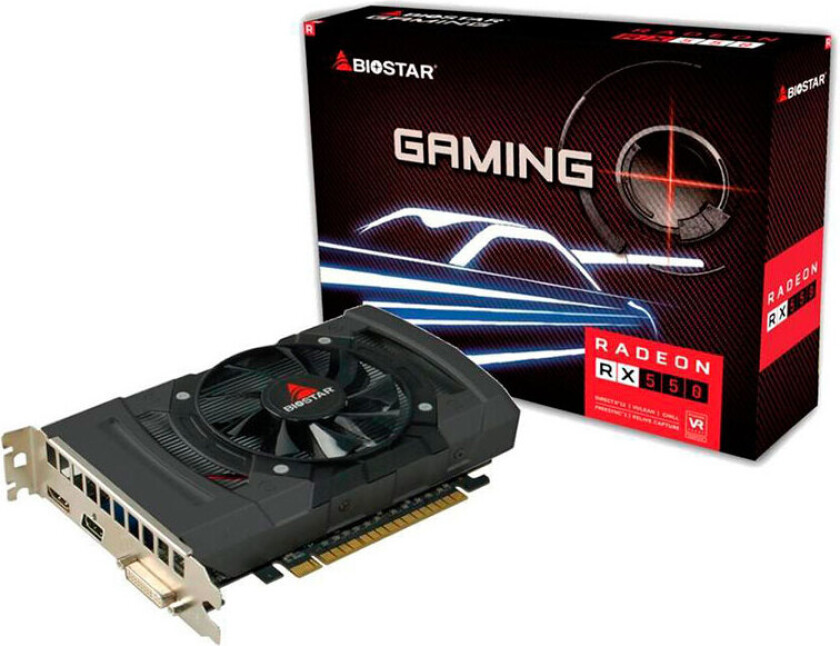 Biostar Radeon RX550, Radeon RX 550, 4 GB, GDDR5, 128 bit, 4096 x 2160 piksler, PCI Express 3.0