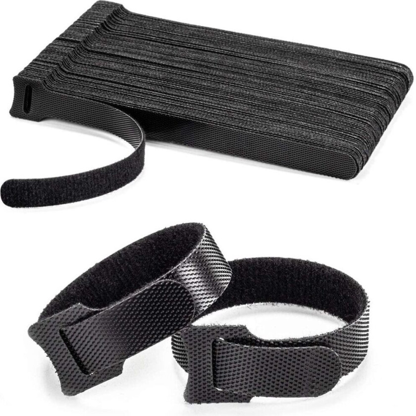 Buntebånd, borrelås, gjenbrukbare buntebånd Velcro 50 pak