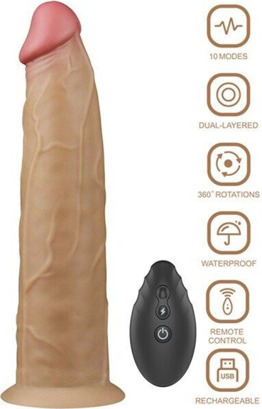 Dual-Layered Silicone With Rotation 22,5cm Vibrerende dildo