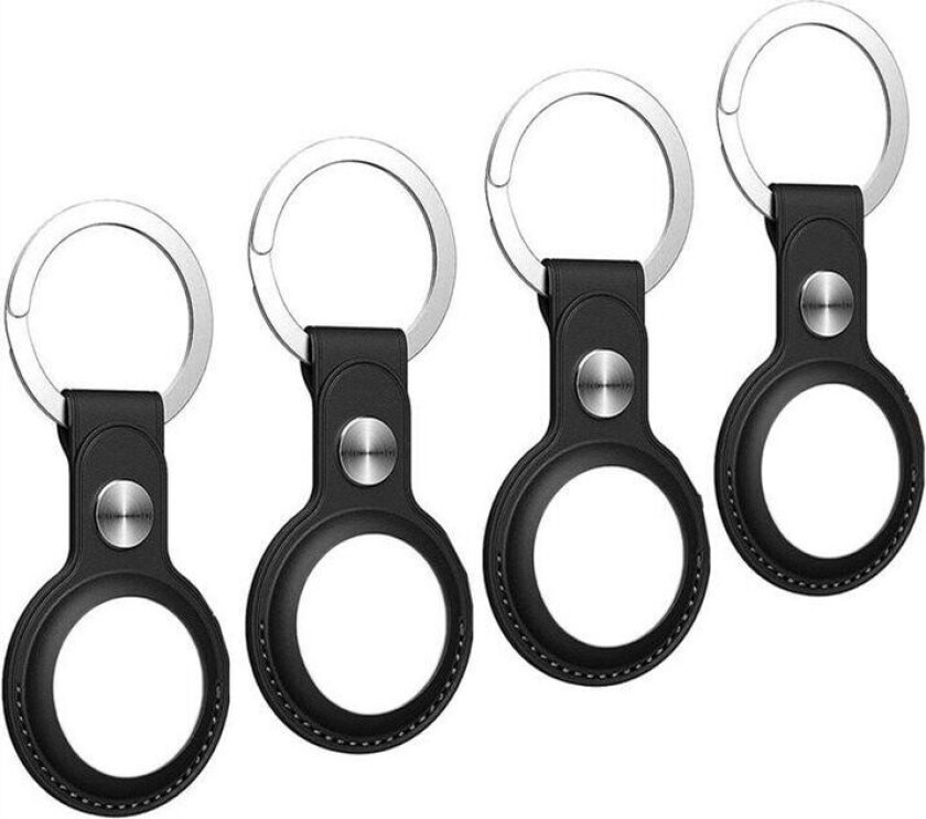 INF AirTag-etui med nøkkelring i kunstskinn, 4-pakning Sort