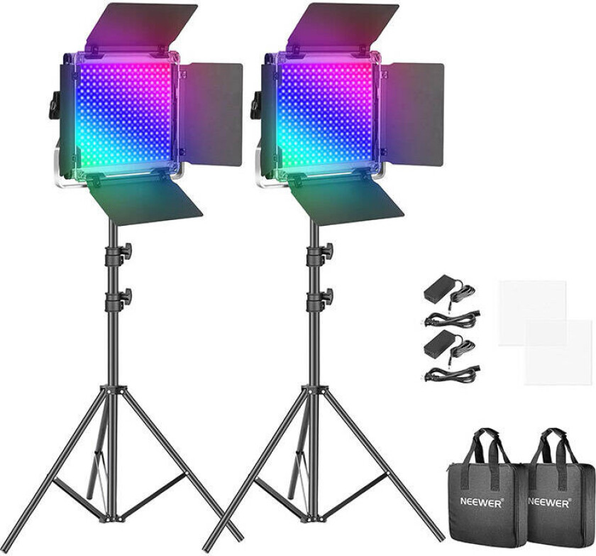 660 PRO Studio gulvlampe med stativ - LED, RGB, 50W, 3200-5600K - 2 stk