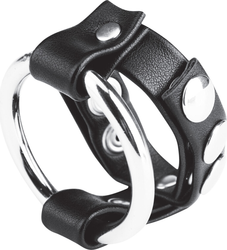 C&B Gear Metal Penisring med justerbar Snap Testikkelstropp - Svart