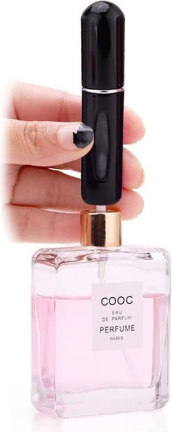 Svart reisebeholder for parfyme 5 ml enkel fylling av parfymeflaske