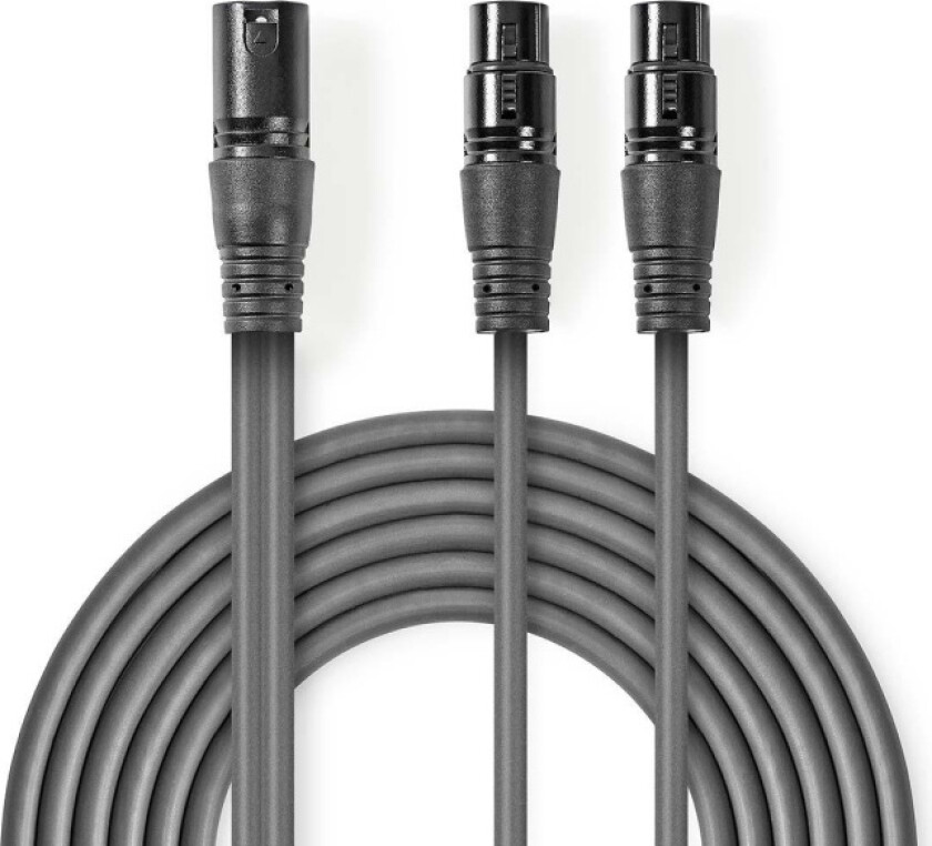 Bilde av Balansert lydkabel XLR 3-Pin Han 2x XLR 3-Pin Hun Nikkel belagt 1.50 m Rund PVC Mørk Grå Pappetui