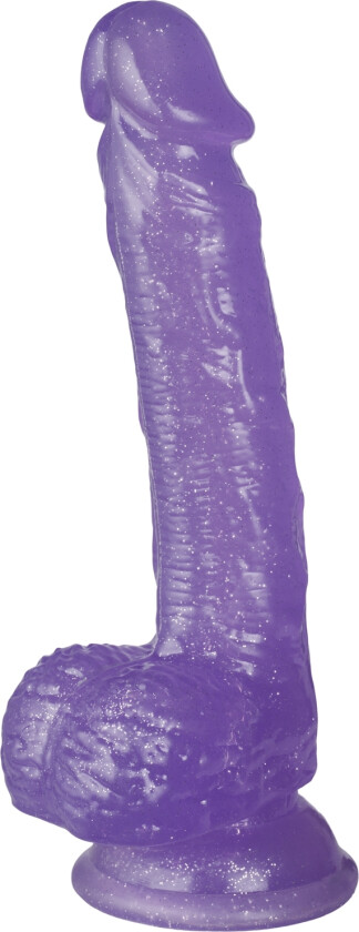 Baseks Glitter Lilla Dildo med Baller 21,5 cm   - Lilla