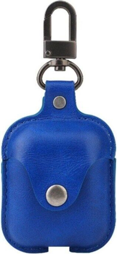Lærdeksel med knapp / karabin til AirPods : Farge - Blå