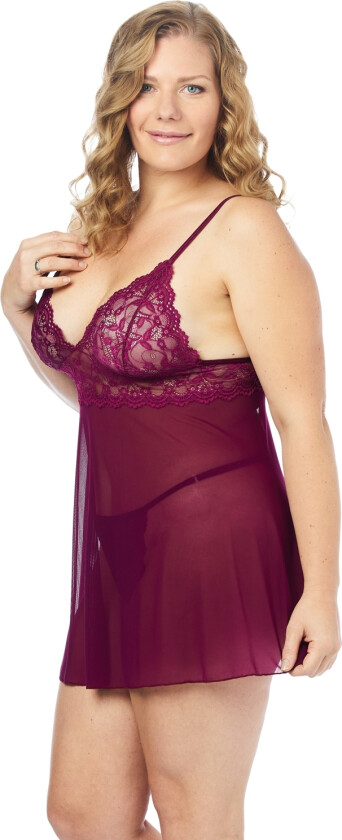 Basil Bordeaux Babydoll Sett Plus Size - Bordeaux - Plus size