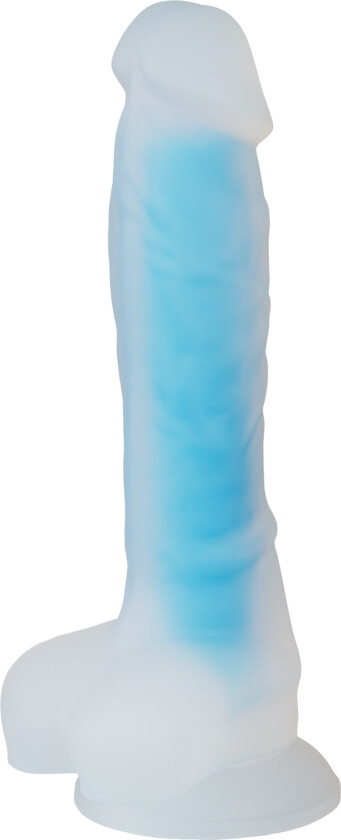 Glow in the Dark Blå Dildo 21,5 cm.   - Blå