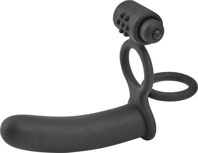 Double Pleasure Penetrator med Vibrerende Penisring - Svart