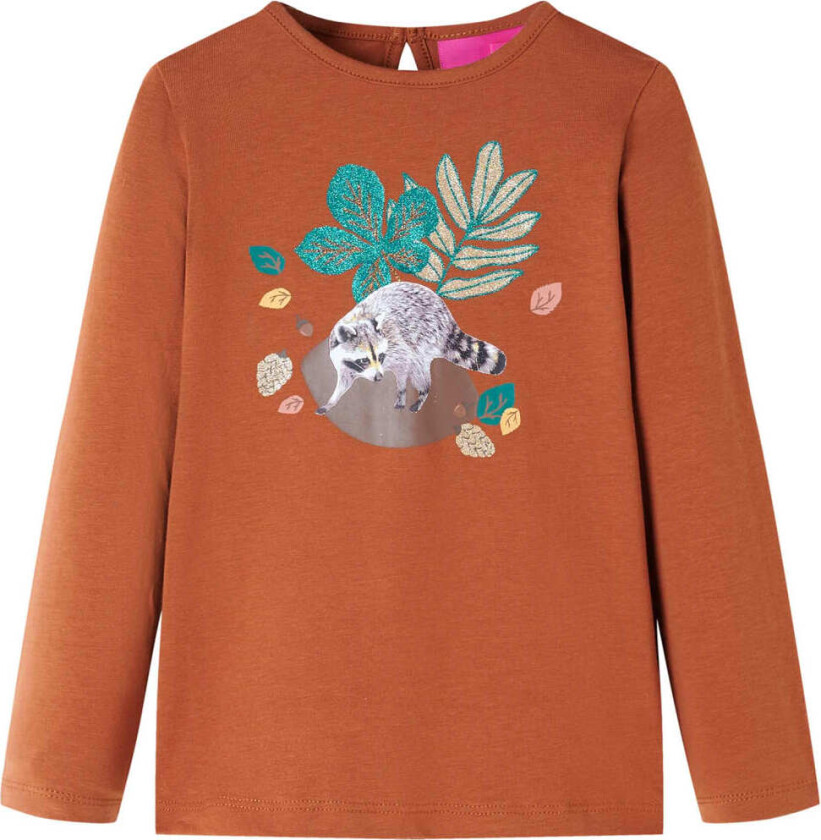 T-skjorte for barn med lange ermer konjakk 128