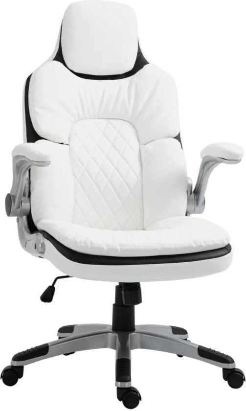 Ergonomisk Kontorstol Høydejusterbar, Sammenleggbare Armlener, Vippefunksjon, 69X67X113-121Cm