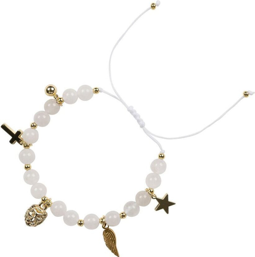DARK Stone Bead Bracelet With Charms White Jade