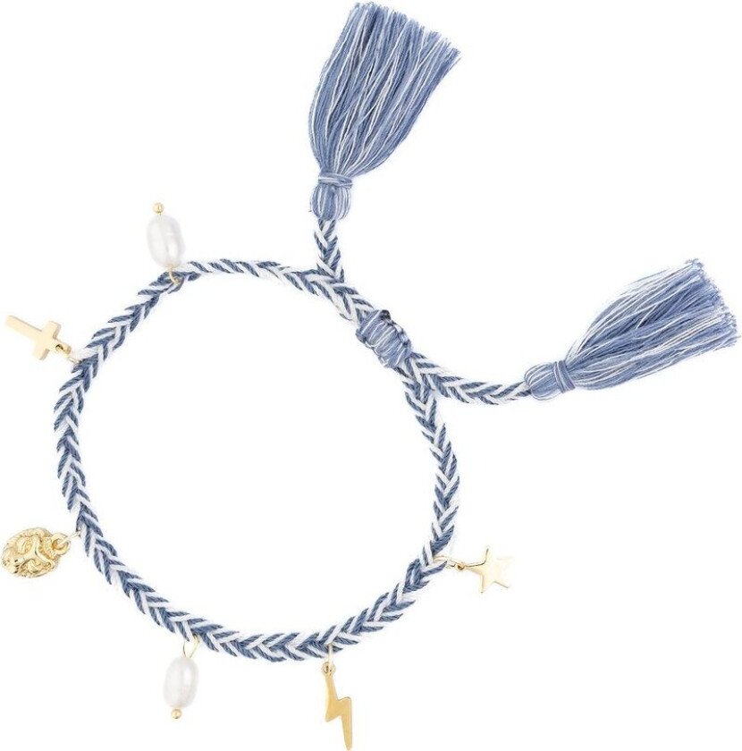 DARK Woven Friendship Bracelet With Charms Light Blue
