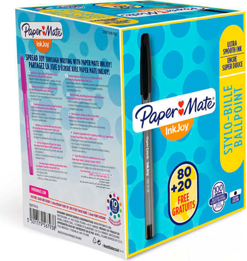 Bilde av Paper Mate InkJoy 100ST Ballpoint Pens | Medium Point (1.0 mm) | Black | 100 Count