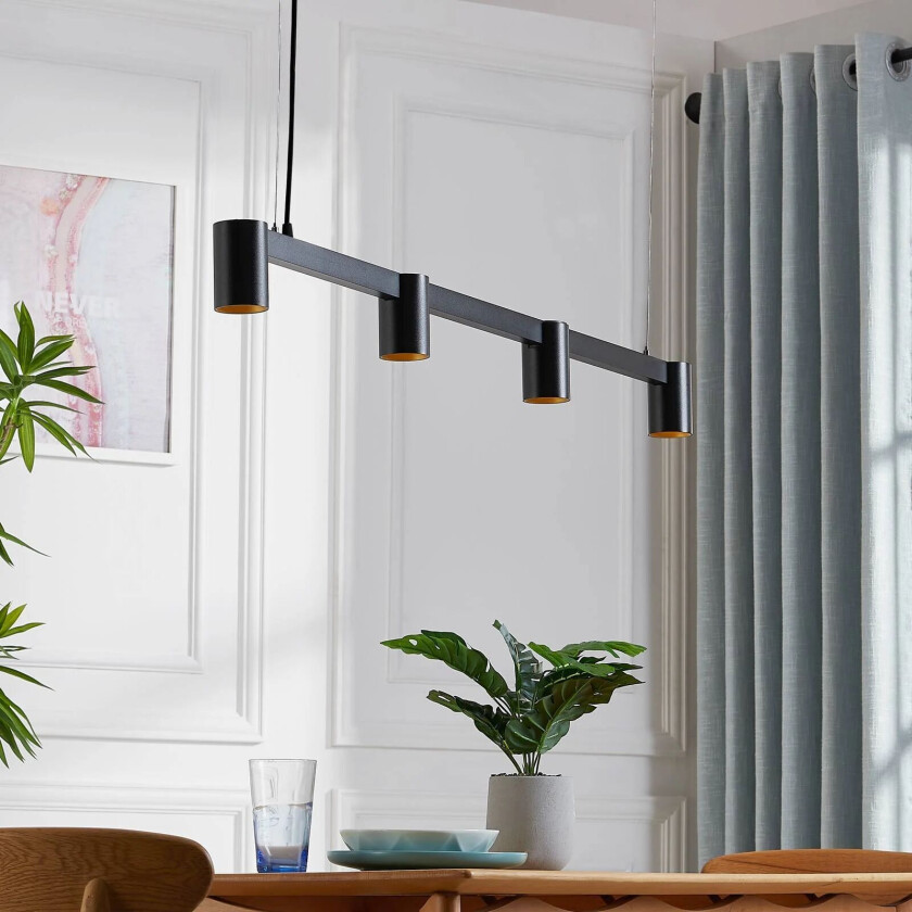 Brinja hengelampe svart 4 lyskilder lang
