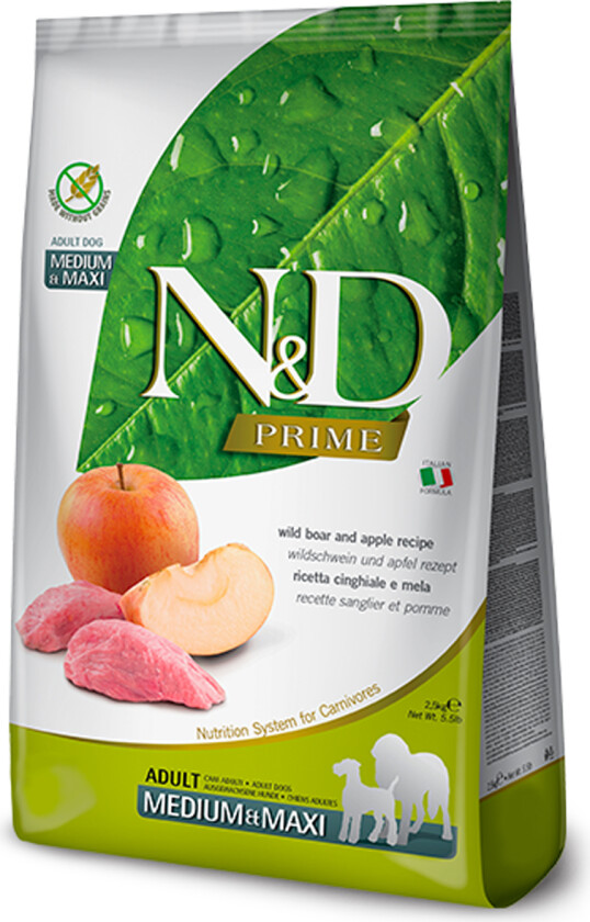 N&D Prime Grain-Free Wild Boar & Apple Adult Med/Max Tørrfôr til hund 12 kg