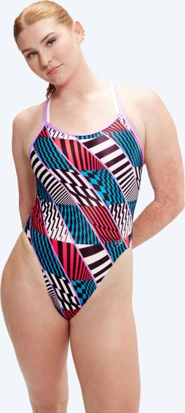 badedrakt til damer - Allover Digital Starback - Rød/blå