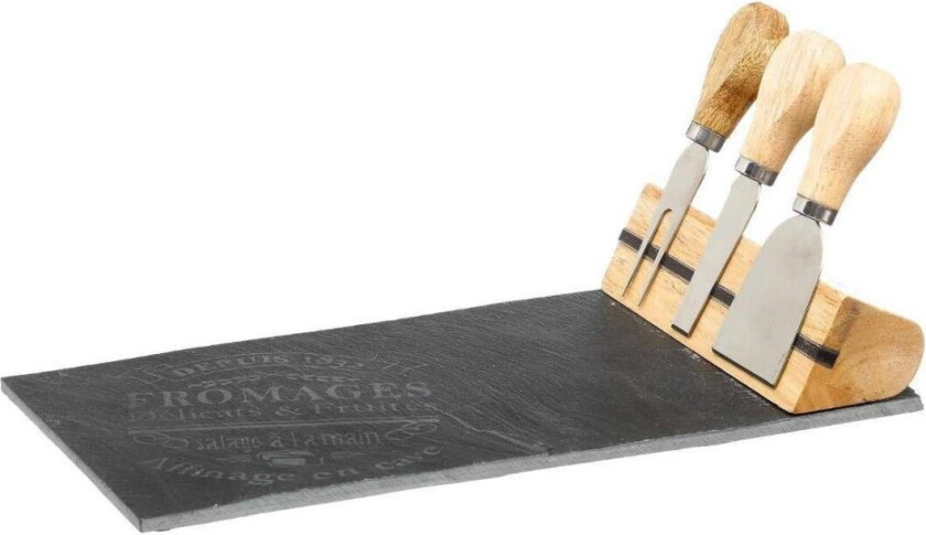 Ostebrett med 3 kniver - skifer