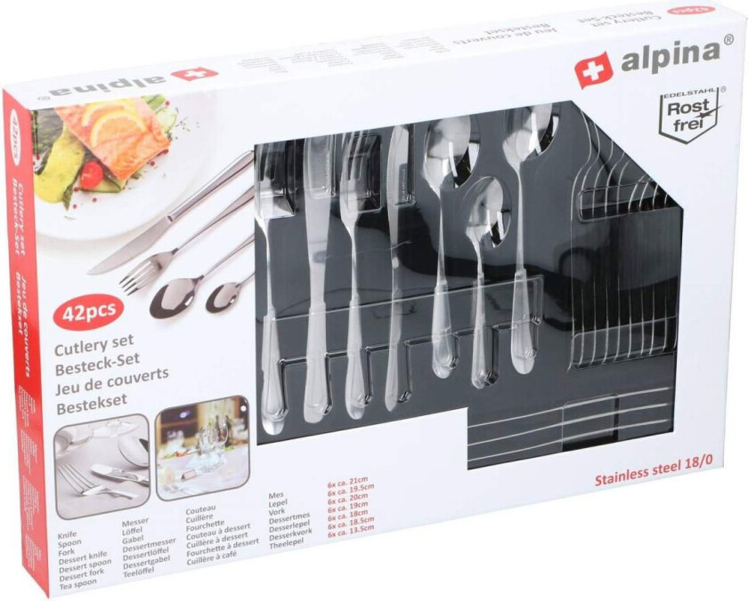 Bestikksett, rustfritt stål - 42 stk