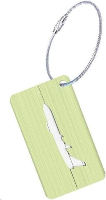 Bagasjelapp i Aluminium med Flymotiv - Grønn