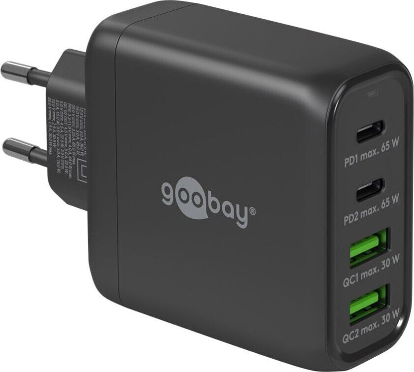 USB-C™ PD GaN multiport hurtiglader (68 W) svart