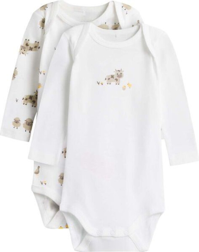 Bright White Farm Animals Body 2-pakning noos str. 50