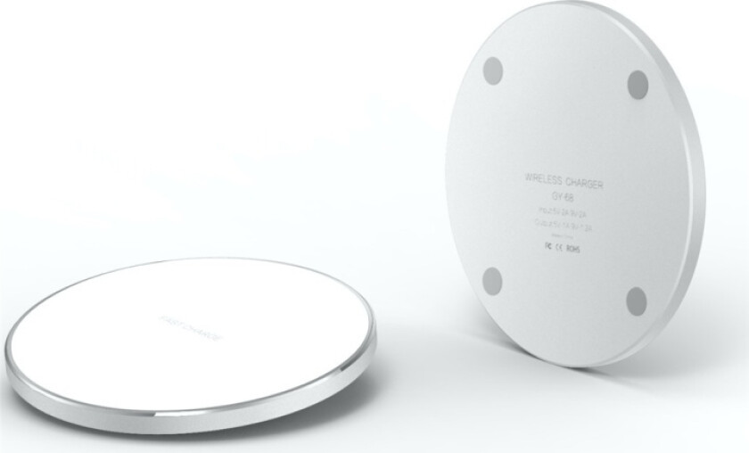Tynn Trådløs lader Qi rund Ladeplate, Hvit (WA-01)