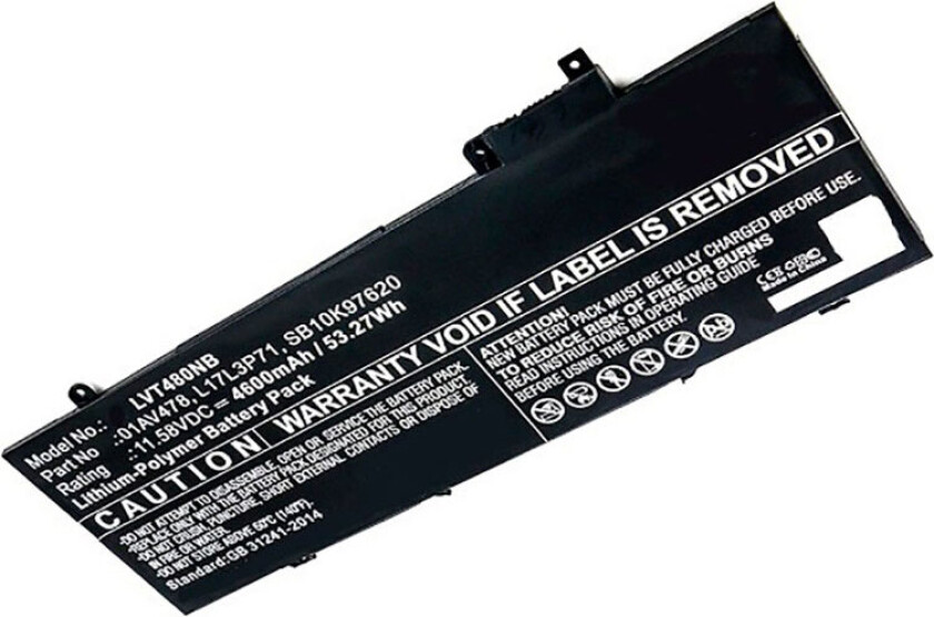 Bilde av - Batteri til bærbar PC - litiumpolymer - 4600 mAh - 53.3 Wh - svart - for Lenovo ThinkPad T480s 20L7