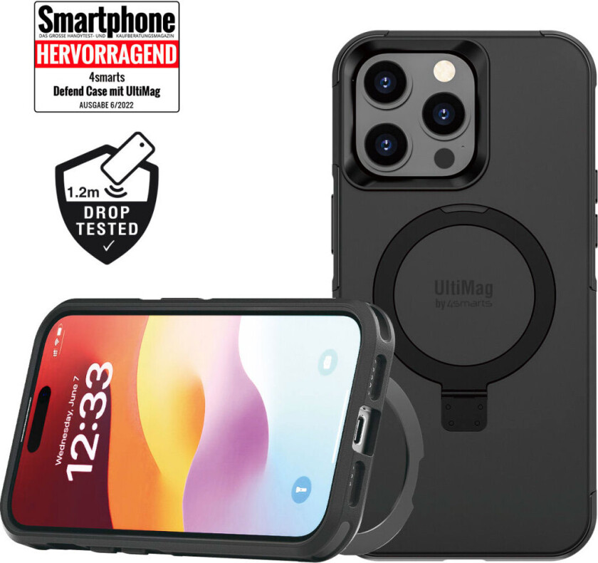 4smarts iPhone 15 Pro Max 4smarts Defend Deksel - MagSafe-kompatibelt - Svart