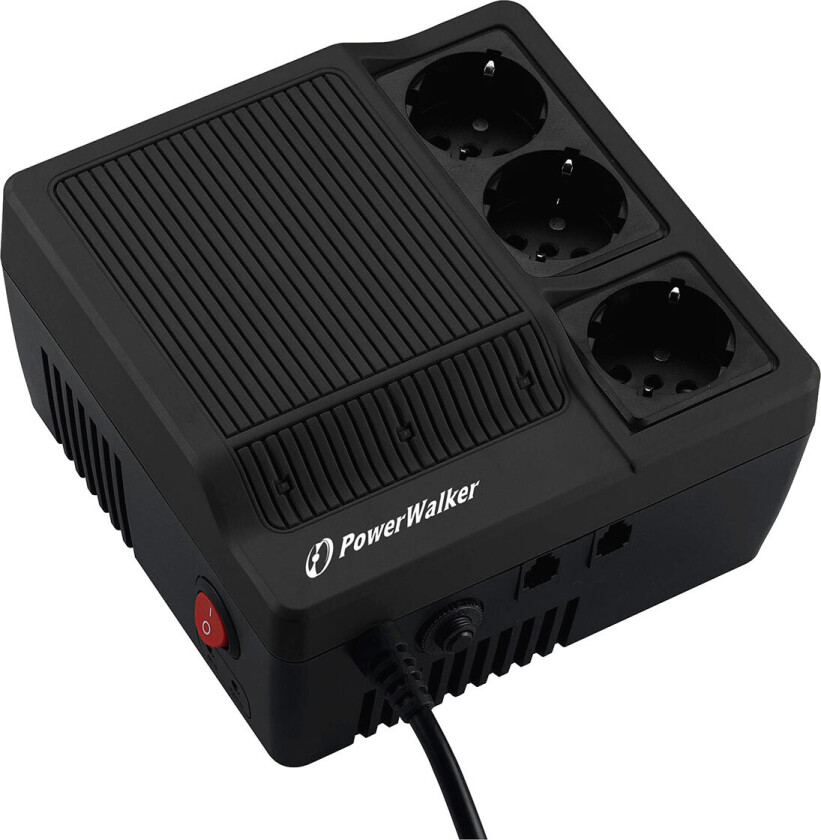 BlueWalker PowerWalker AVR 600 - Automatisk spenningsregulator - AC 220/230/240 V - 360 watt - 600 VA - utgangskontakter: 3 - svart