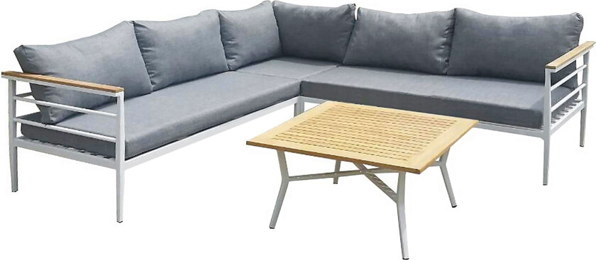 Mexico loungesett 2 deler grå,hvit,teak.