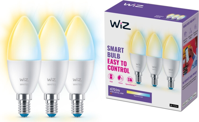 Connected Tunable Wi-Fi BLE LED pære 4,9W E14 3-pakning