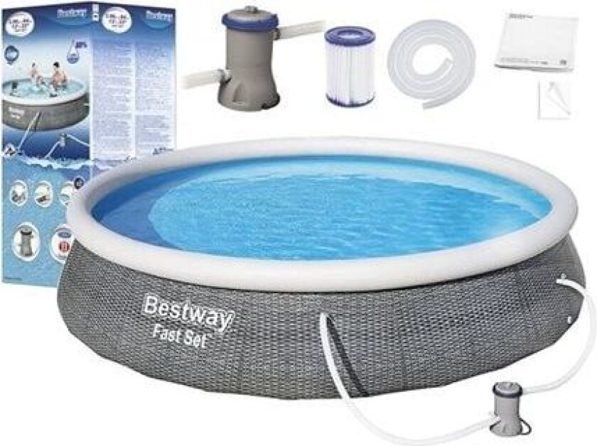 oppblåstbart basseng Bestway 396 x 84 cm Grå 7340 L