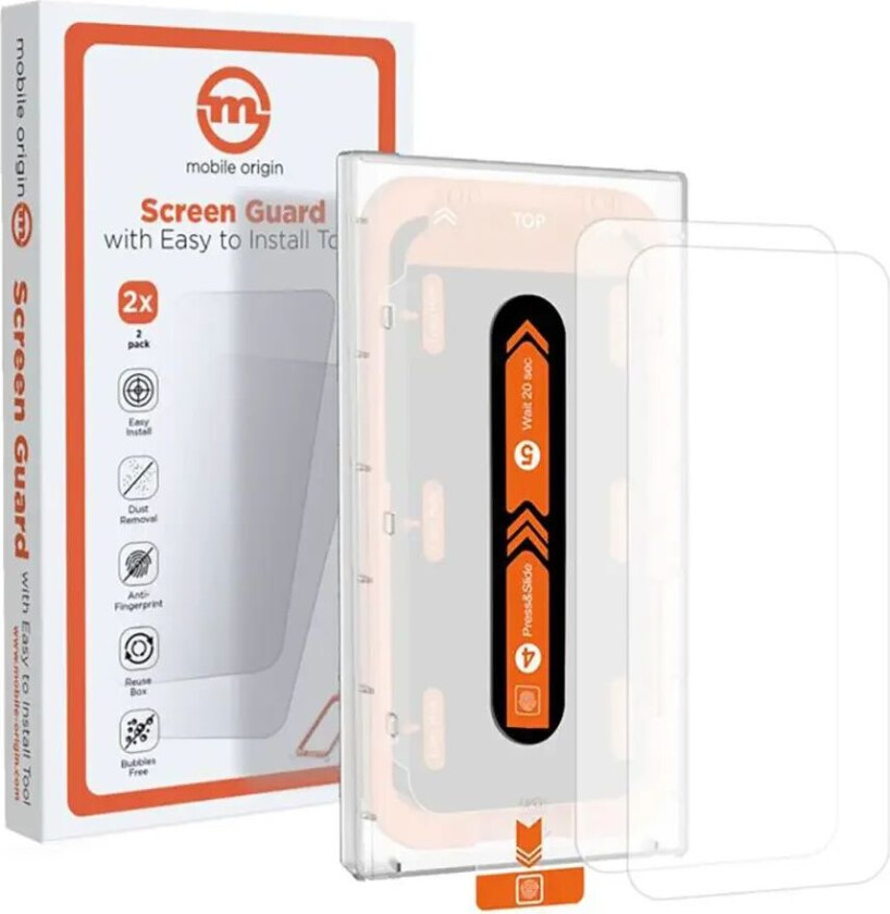 iPhone 15 / 15 Pro Mobile Origin Beskyttelsesglass - Case Friendly - 2 Pack - Gjennomsiktig