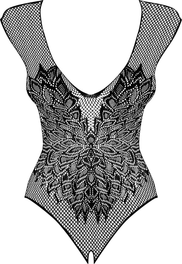 Teddy med svarte blonder - Svart - XL/2XL