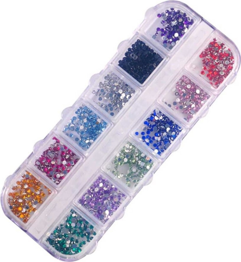 2000 Rhinestone Nail Decorations - Ulike farger i aske