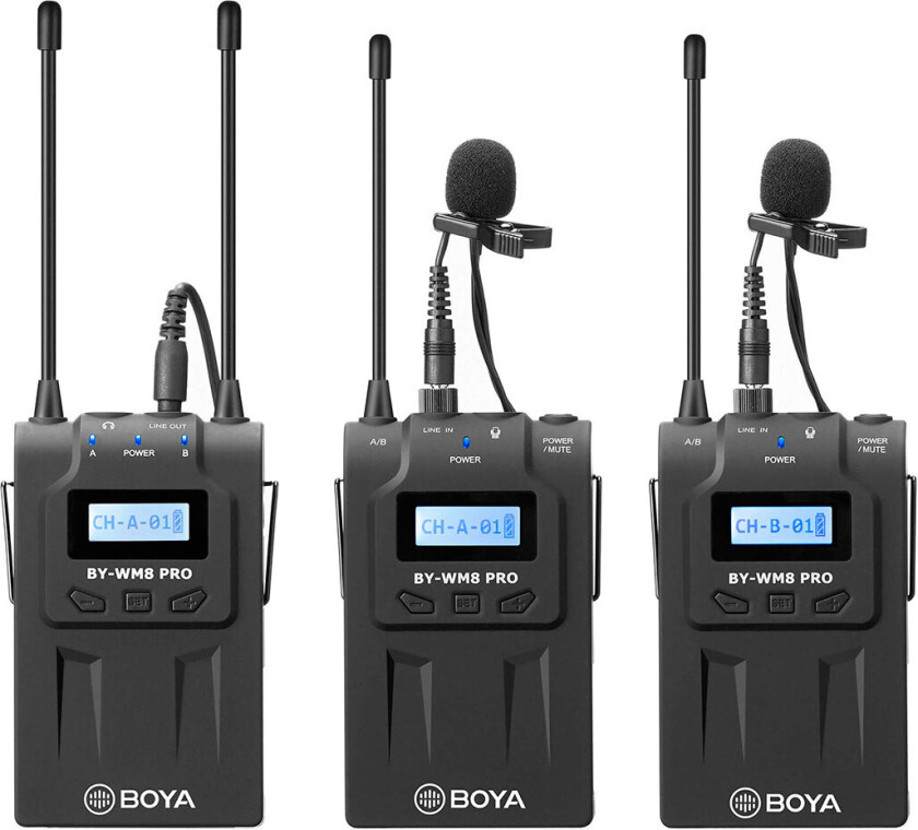 Boya Pro-k2 1x Wireless Receiver + 2x Transmitter + 2x Microphone Svart