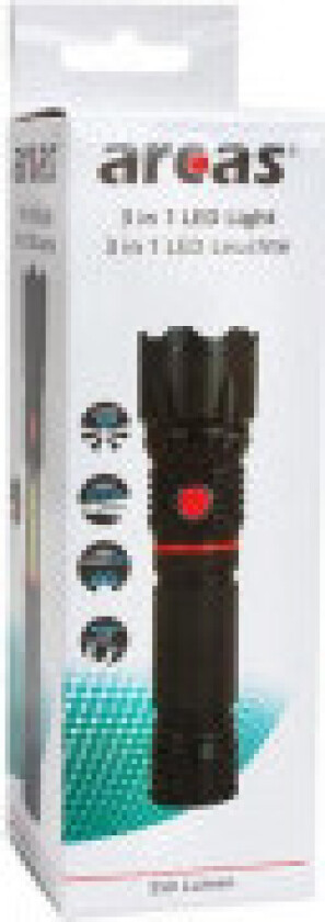 Arcas 307 00036, Hånd lommelygte, Sort, Aluminium, LED, 2 Lampe( r), 350 lm