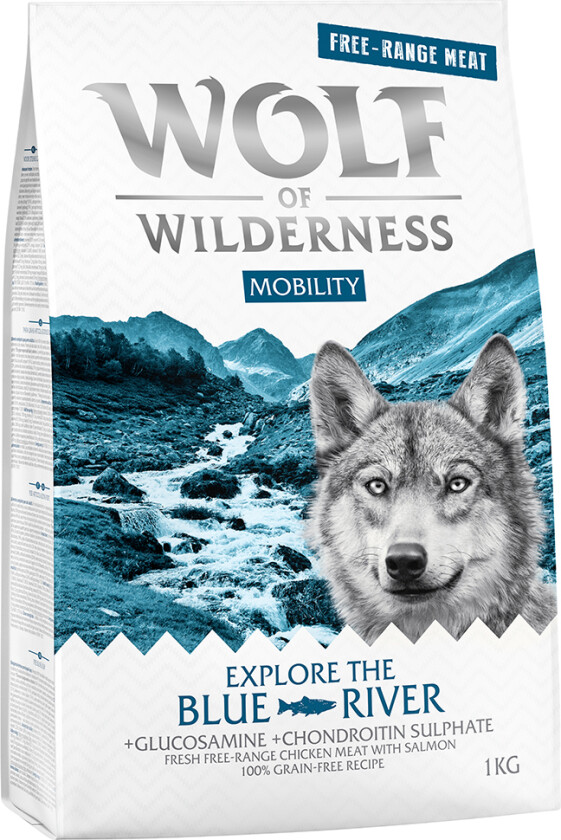 1 kg Wolf of Wilderness hundefôr til spesialpris! - Explore The Blue River Mobility - Frittgående kylling & Laks