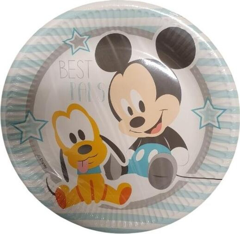 Papptallerken Disney -Mikke Mus & Pluto- 23cm pk/8