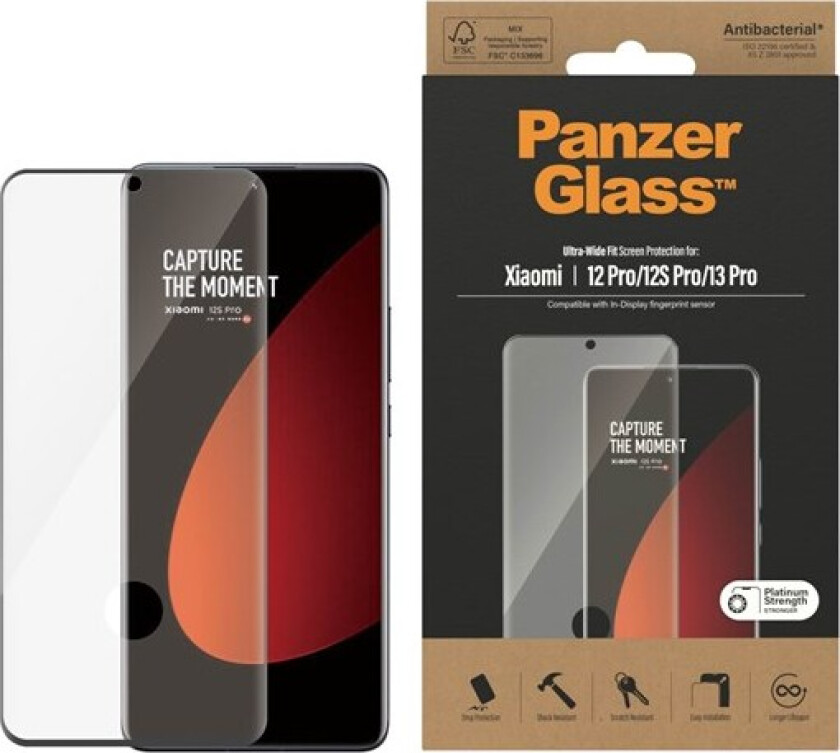 Xiaomi 12 Pro / 13 Pro Ultra Wide Fit Skjermbeskyttelsesglass - Platinum Strength - Svart Kant