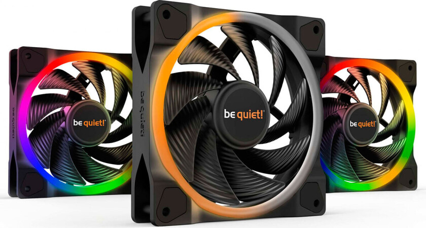 LIGHT WINGS 120mm PWM high-speed Triple-Pack - Kabinettvifte - 120mm - Svart med RGB LED-lys - 31 dBA