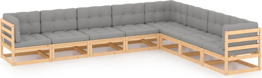 Hagesofagruppe med puter 8 deler heltre furu