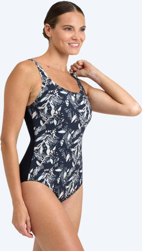 badedrakt med innlegg til damer - Francy - Svart/hvit